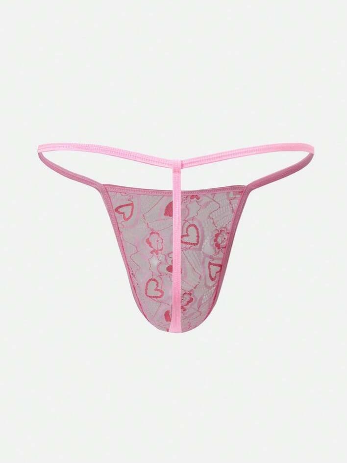 Men's Heart & Floral Print Lace Sexy Underwear